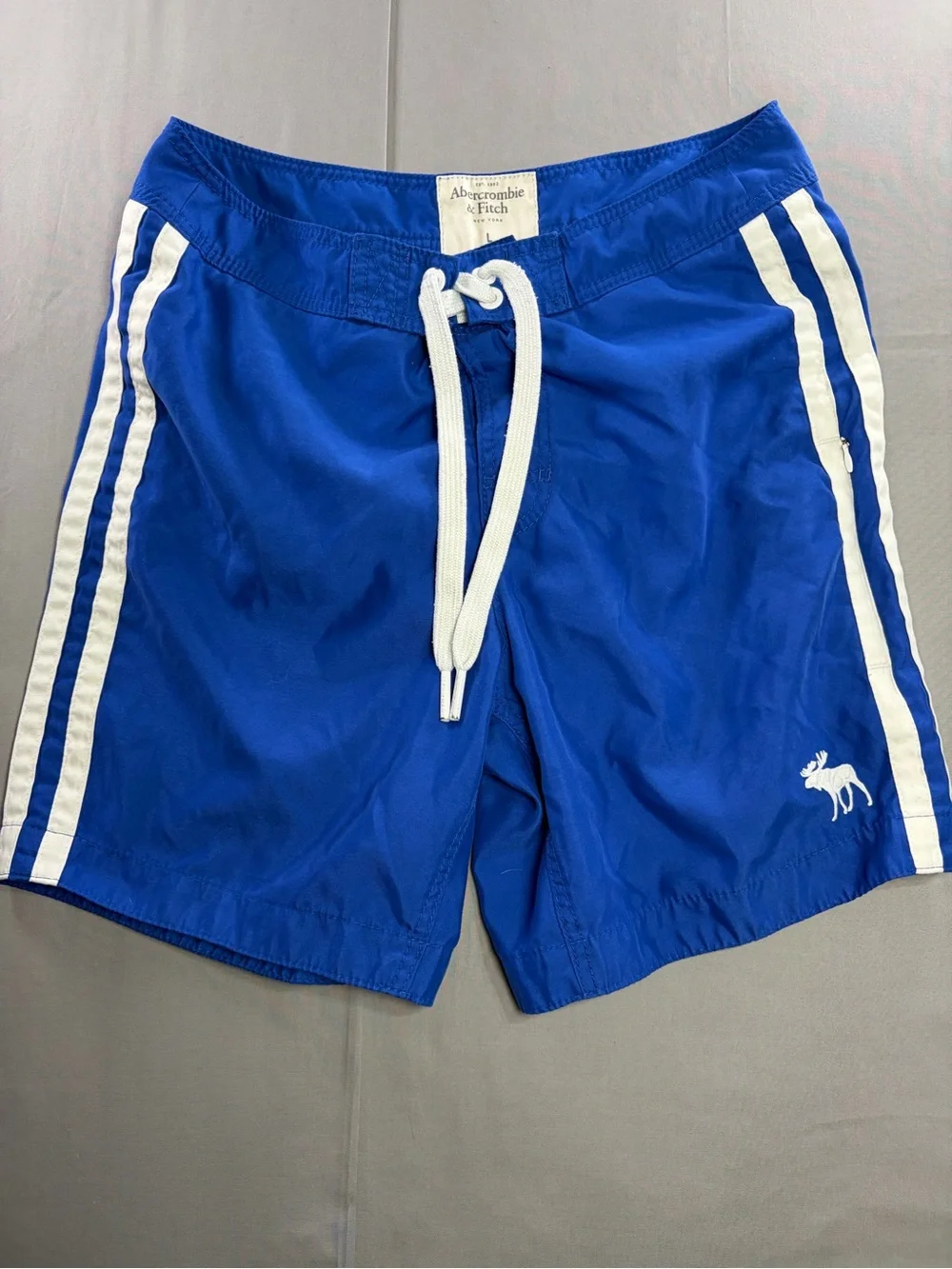 Abercrombie & Fitch Royal Blue Swim Shorts with White Stripes